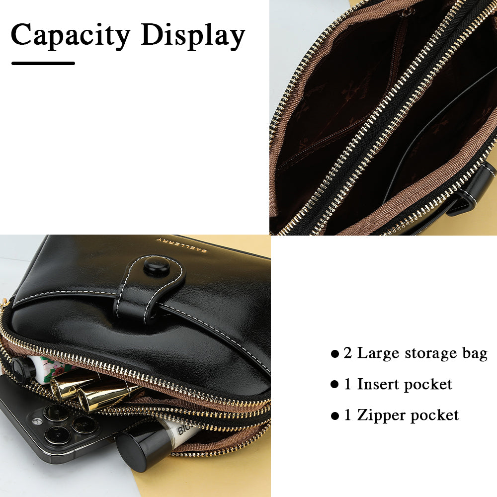 BAELLERRY N8924 Women Dual Layer Shoulder Bag PU Leather Small Crossbody Bag BAELLERRY N8924 Women Dual Layer Shoulder Bag PU Leather Small Crossbody Bag